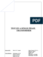 Test on a Single Phase Transformer