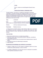 Convocação Assembleia Geral Ordinária – Modalidade virtual