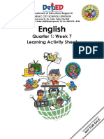 English: Quarter 1: Week 7 Learning Activity Sheet