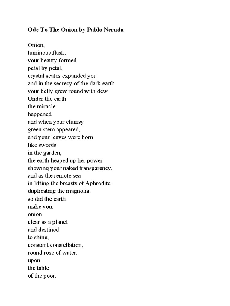 Ode To The Onion by Pablo Neruda PDF