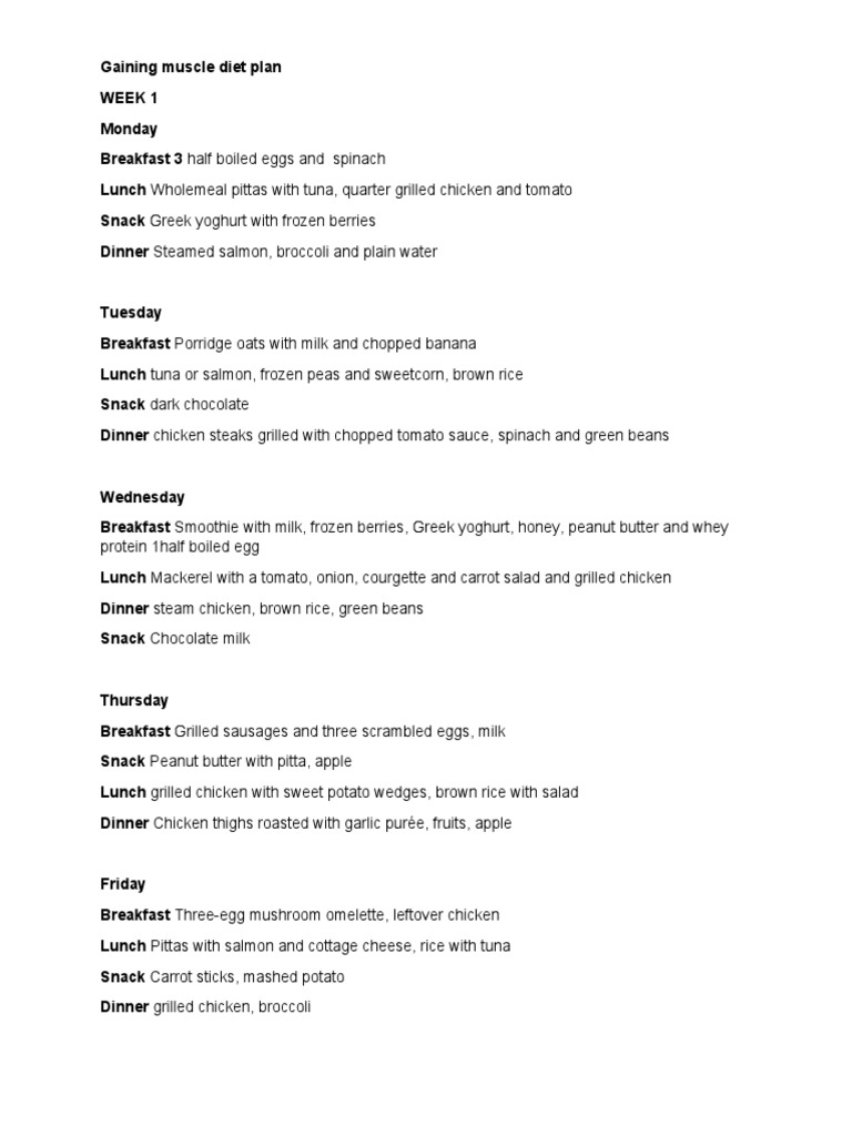 Gaining Muscle Diet Plan PDF Lunch Salad