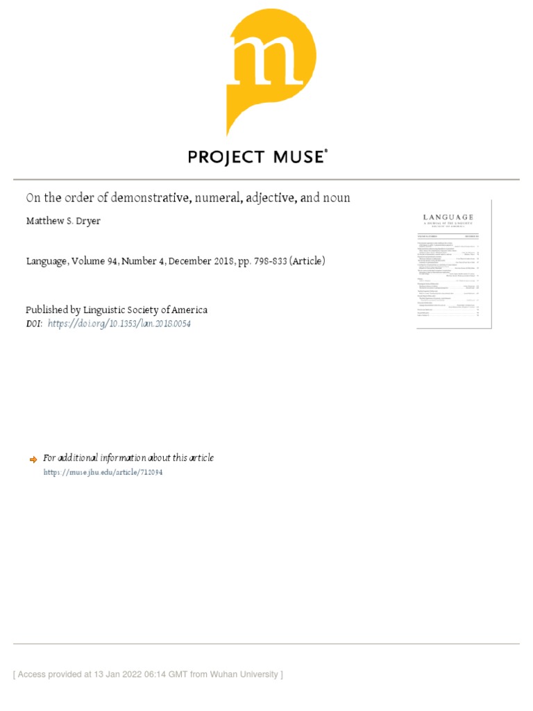 Dryer 2018 On The Order of Demonstrative, Numeral, Adjective, and