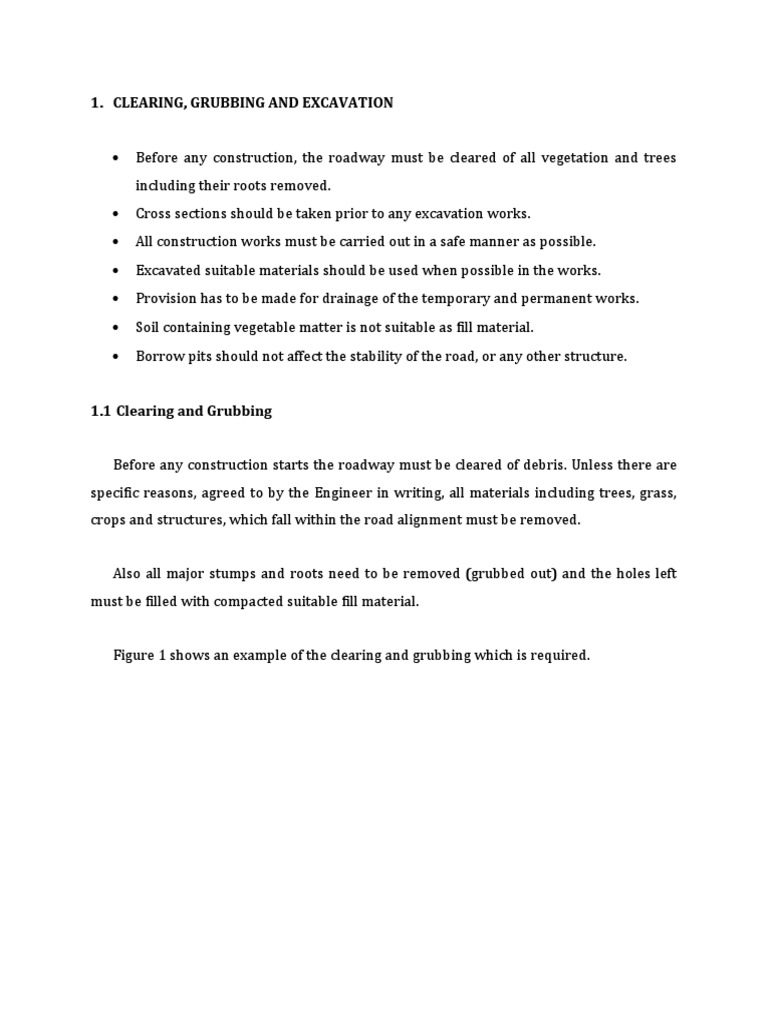 Clearing, Grubbing and Excavation | PDF | Road | Drainage