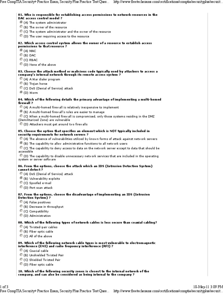 Free comptia security practice exam security plus practice test