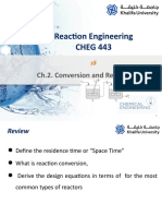 Reaction Engineering CHEG 443: Ch.2. Conversion and Reactor Sizing