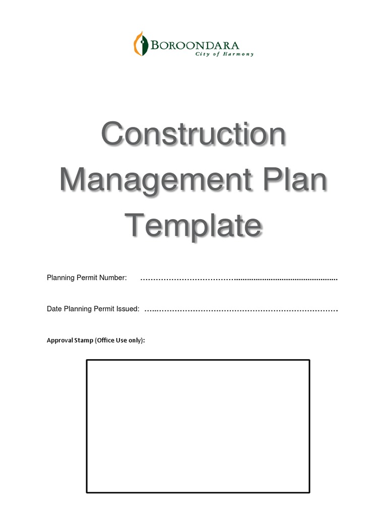 Construction Management Plan Template PDF Road Truck