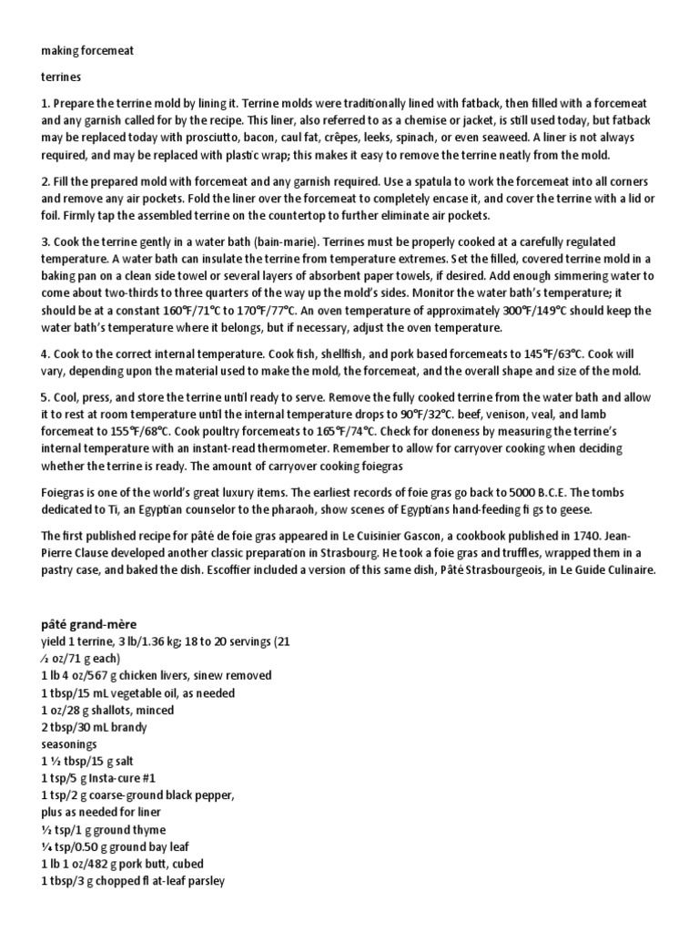 Making Forcemeat PDF Sauce Food And Drink Preparation