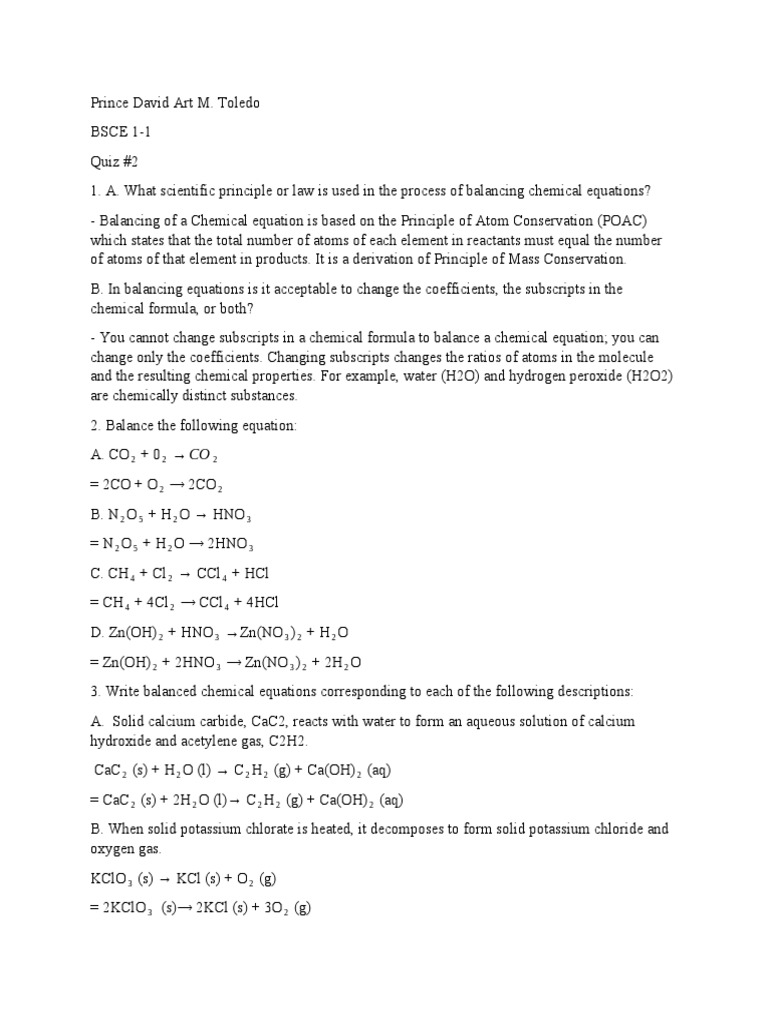 Chem Lab B - Quiz#2 - Bsce 1-1 - Toledo, Prince David Art M. | PDF ...