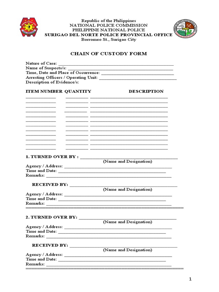 chain of custody form | pdf | public law | misconduct