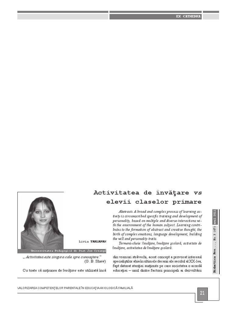 Activitatea de Invatare Vs Elevii Claselor Primare | PDF