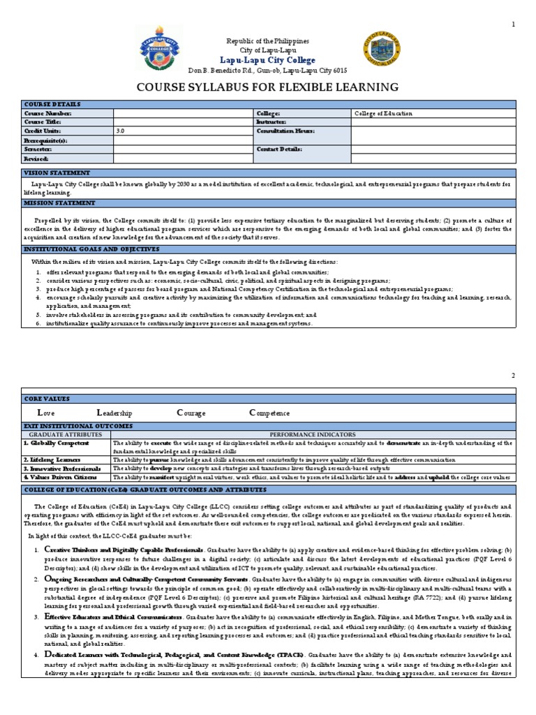 Graphic Syllabus for Flexible Learning | PDF | Learning | Educational ...