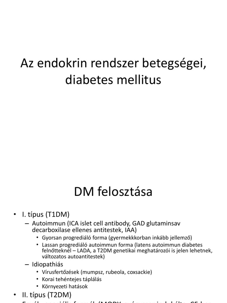 Az Endokrin Rendszer Betegségei, Diabetes Mellitus | PDF