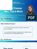 Chapter 14 Relative Clause: Relative Pronoun Who, That & Which