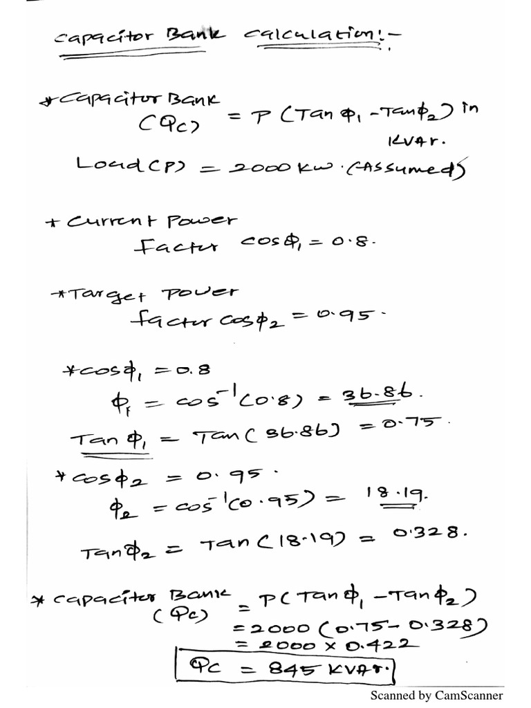 Capacitor Bank Size Calculation PDF
