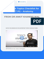 Important Topics Checklist For NEET PG - Anatomy: From DR Ankit Khandelwal