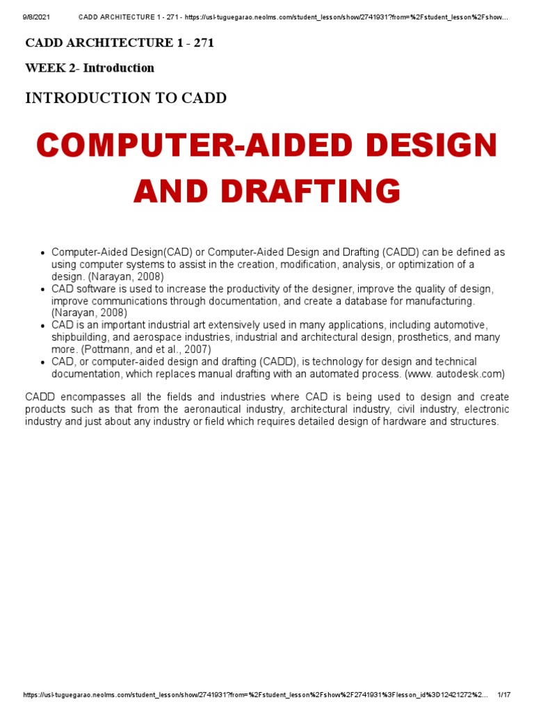 Introduction to CADD in Architecture | PDF | Auto Cad | Computer Aided ...