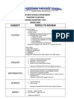 Subject Topics To Review: Junior High School Department Pointers To Review Second Quarterly Test Grade 9abc