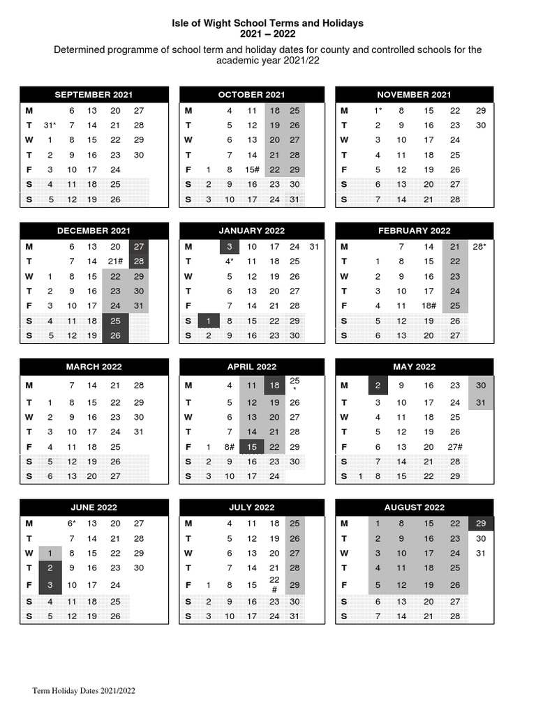 School Holiday Dates 2021