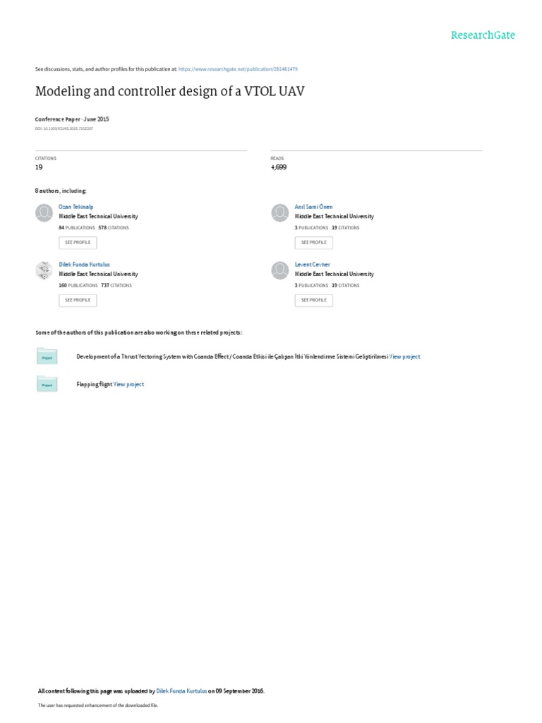 Modeling and Controller Design of A VTOL UAV: June 2015 | PDF | Flight ...