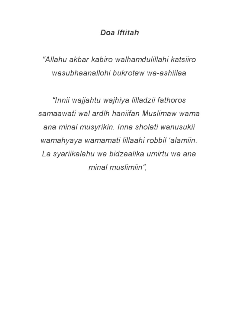 Doa Iftitah dan Bacaan Kabiro | PDF | Religion & Spirituality