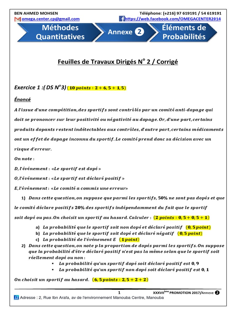 Feuilles de TD No 2 Corrigé 3 | PDF