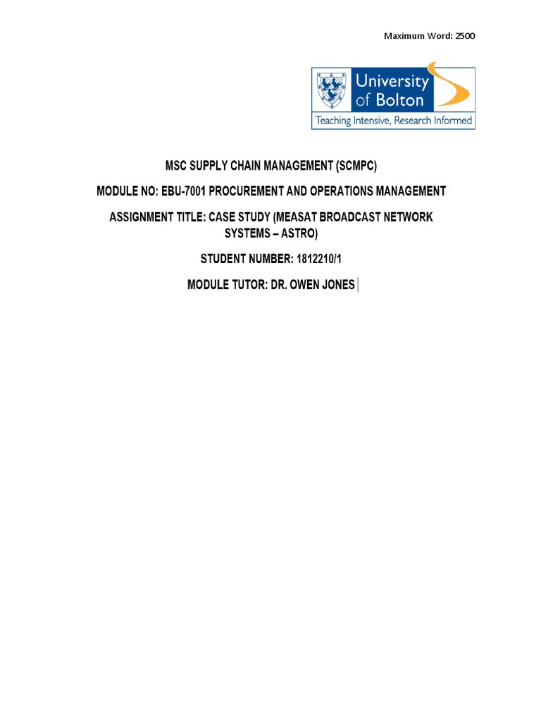 MSC Procurement and Operation Management | PDF | Procurement | Supply Chain