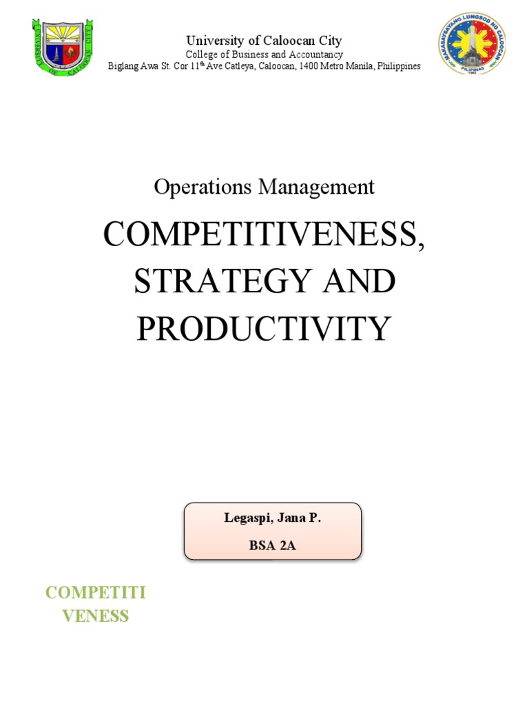 Competitiveness, Strategy and Productivity: Operations Management | PDF ...