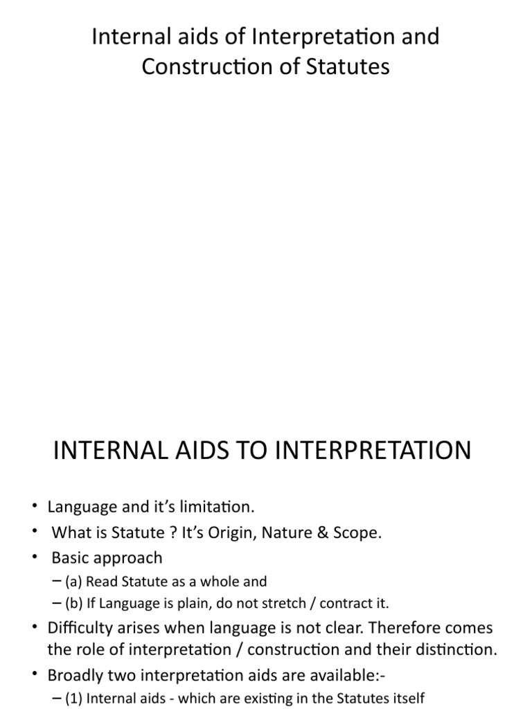 Internal aids of interpretation and construction of statutes pdf