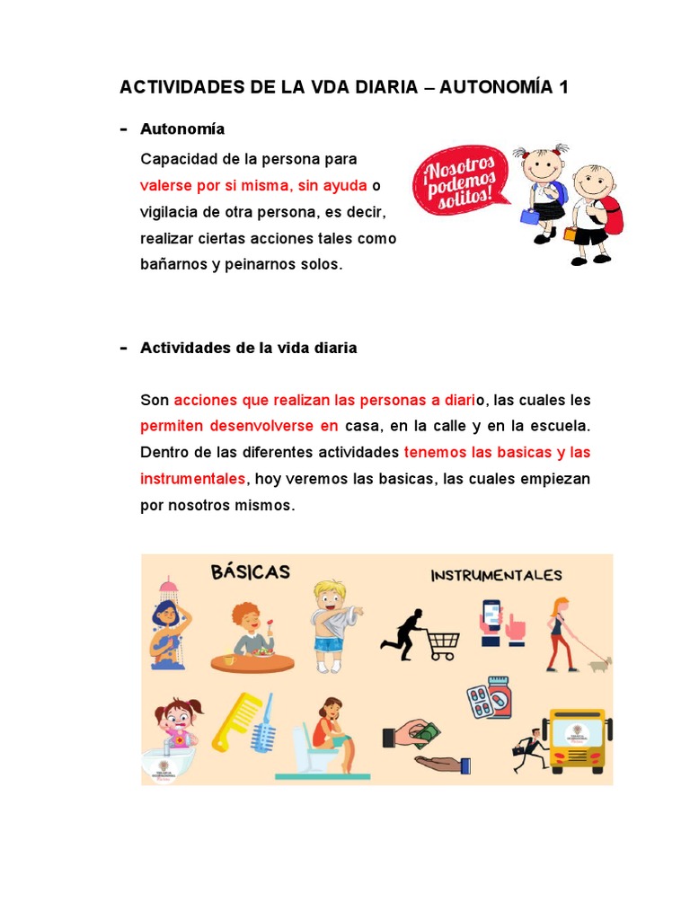 Actividades Básicas de la Vida Diaria | PDF