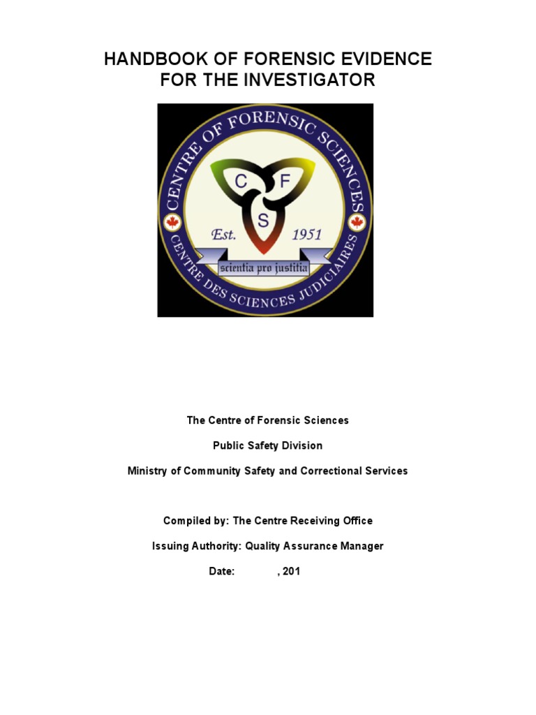 2018 Handbook of Forensic Evidence For The Investigator - Centre of ...