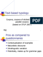 Text-based typology: Corpora, corpora of elicited texts and parallel corpora (based on STUF 2007) МД