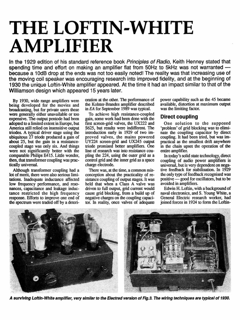 The Loftin-White Amplifier | PDF | Amplifier | Vacuum Tube
