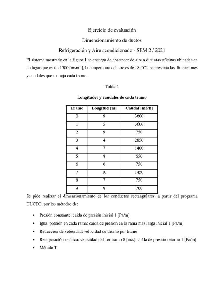 Propuesta Dimensionamiento De Ductos 2 2021 Pdf Ingeniería Mecánica