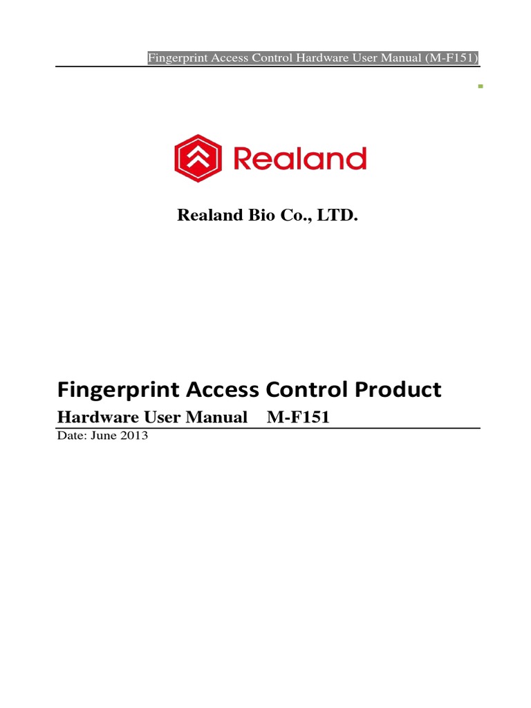 Fingerprint Access Control Hardware User Manual (M-F151) | PDF | Ip ...