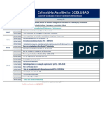 Calendário Acadêmico 2022.1 Estácio