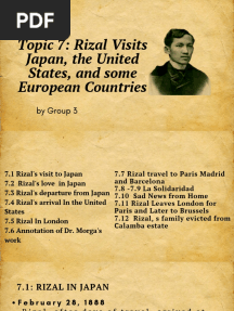 Topic 7: Rizal Visits Japan, The United States, and Some European Countries