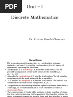 Unit - I Discrete Mathematics: Dr. Krishna Keerthi Chennam