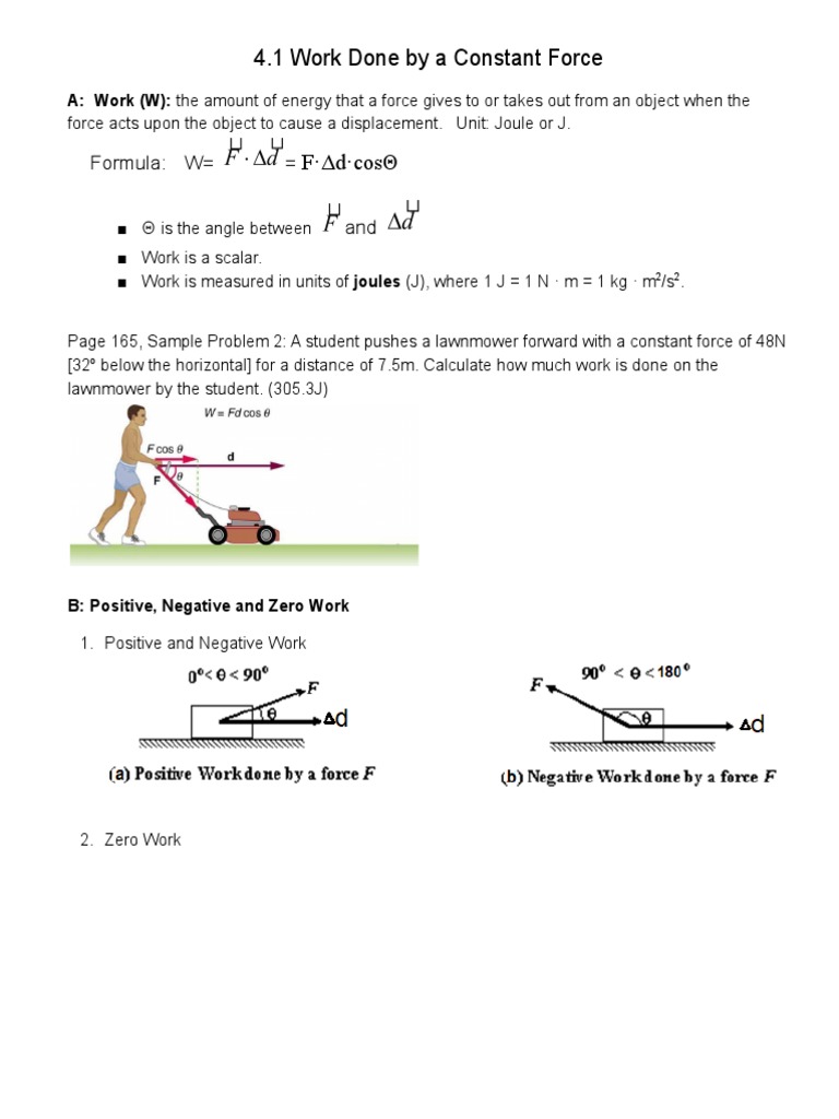 Work Done by Constant Force Explained | PDF