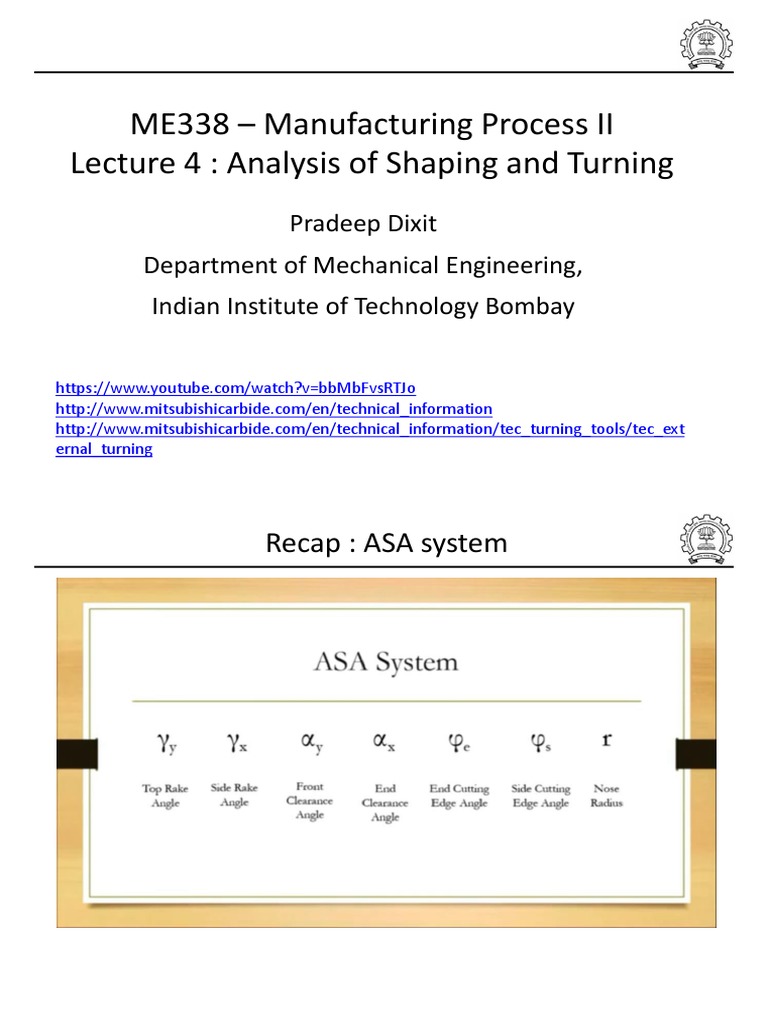 ME338: Shaping and Turning Analysis | PDF | Machining | Physical Quantities