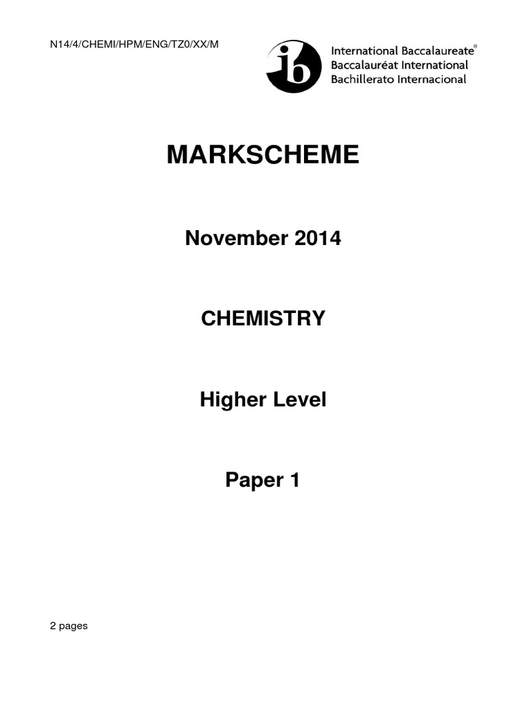 2014 IB Chemistry HL Marking Scheme | PDF