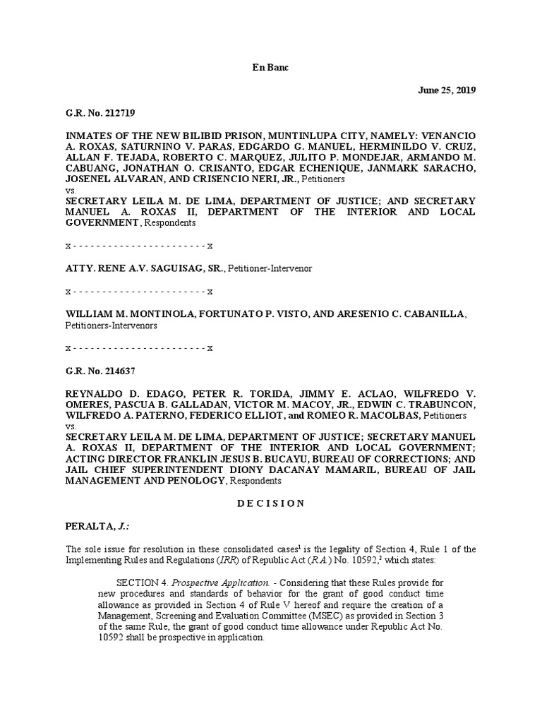 En Banc Ruling on Legality of Prospective Application of Good Conduct