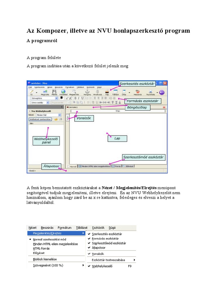 A Kompozer-NVU Program Alapjai | PDF