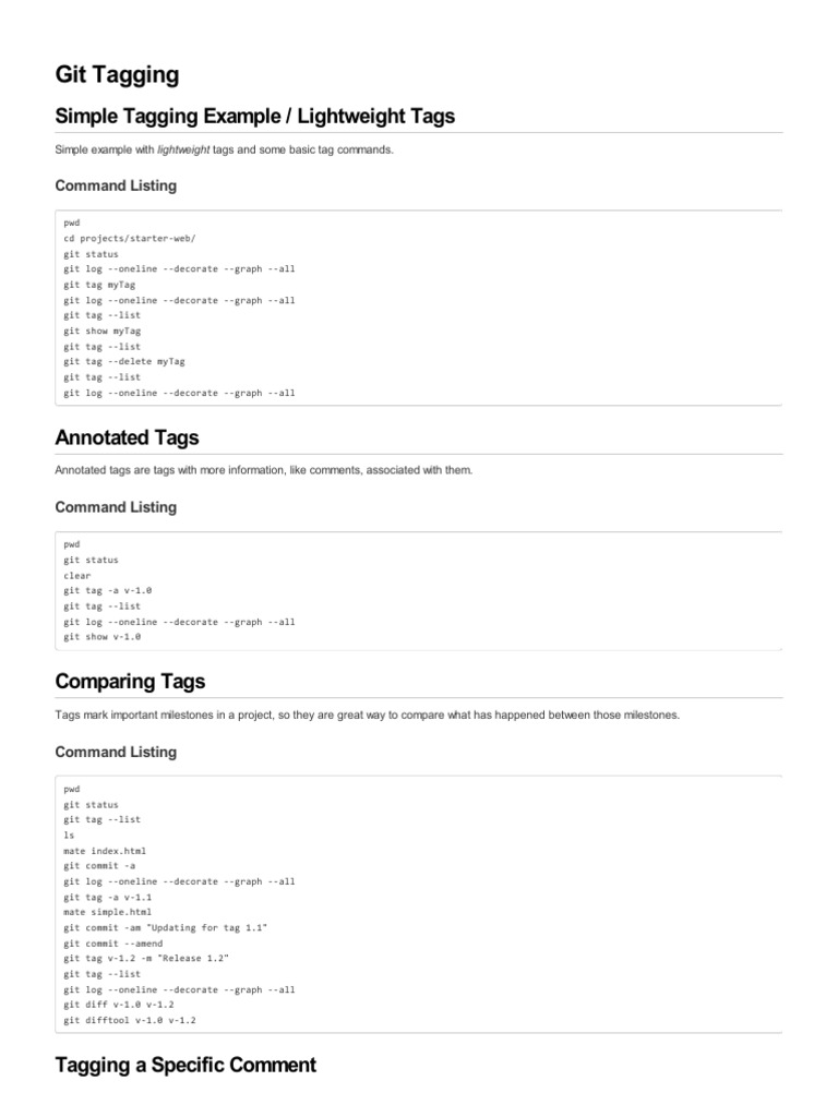 Git Tagging: Lightweight & Annotated Tags | PDF