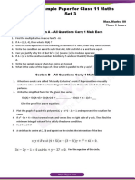 CBSE Sample Paper For Class 11 Maths Set 3: Section A - All Questions Carry 1 Mark Each