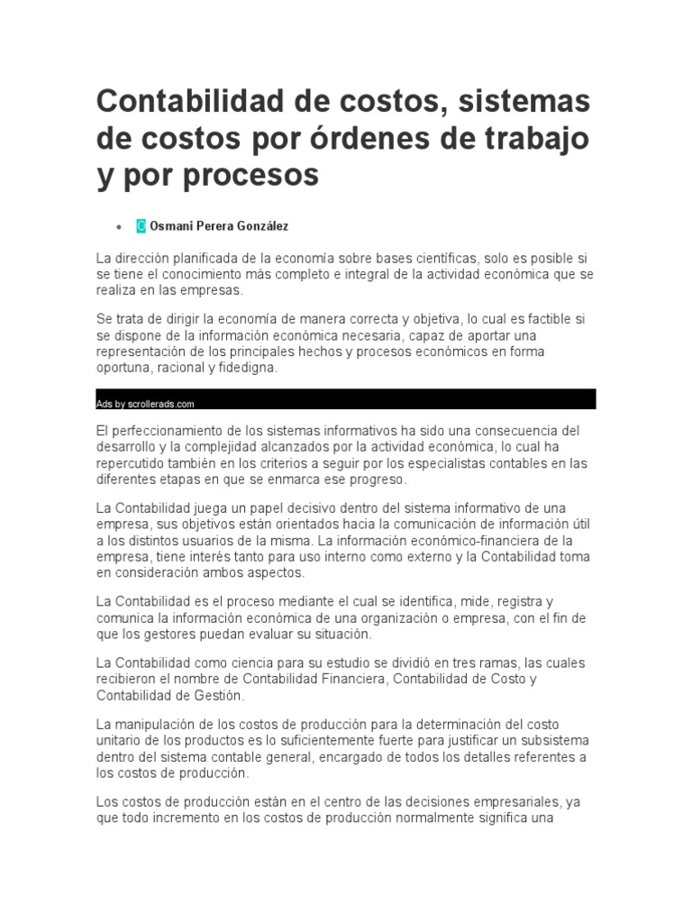 Contabilidad de Costos y Sistemas | PDF | Contabilidad | Costo
