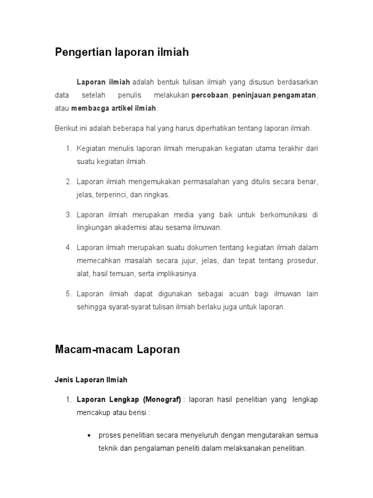 Contoh Laporan Hasil Penelitian Ilmiah Aneka Macam Contoh