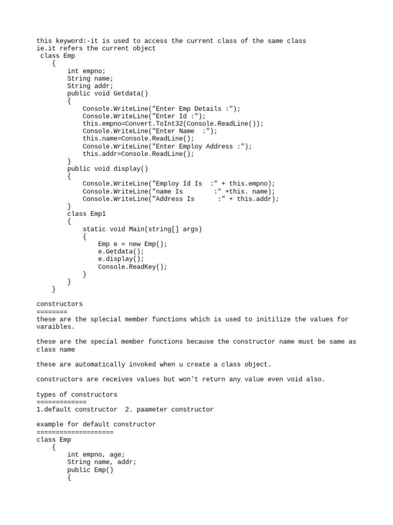 C Shap Constrstuor | PDF | Programming | Constructor (Object Oriented ...