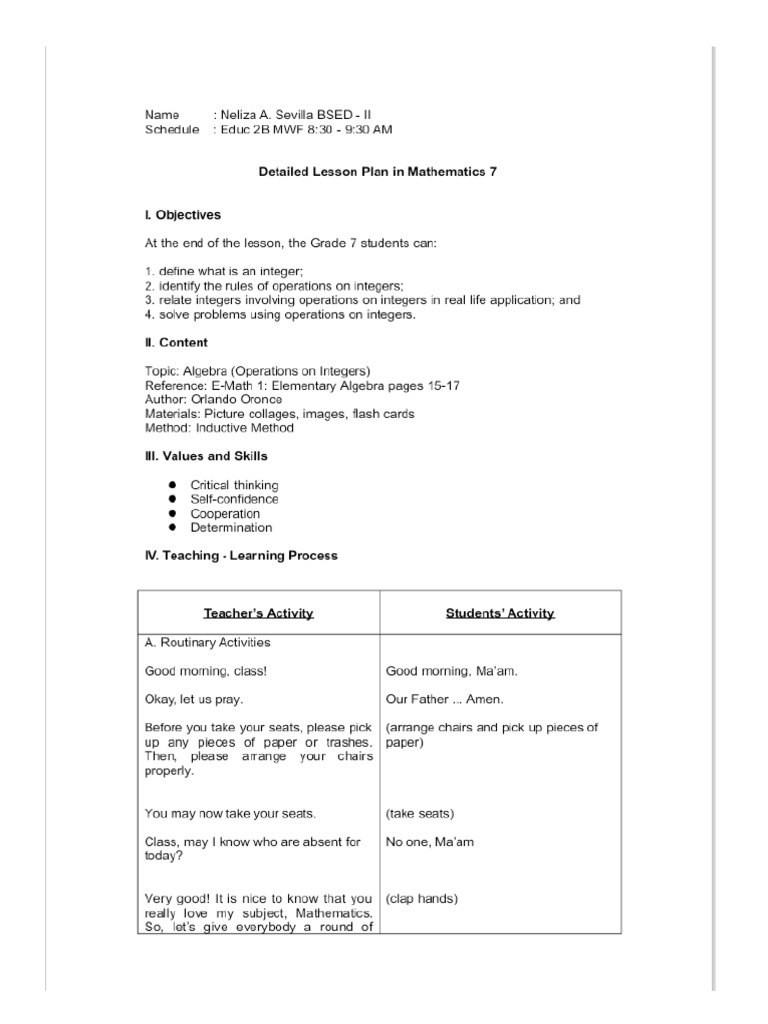Inductive Lesson Plan Sample - 101852 | PDF