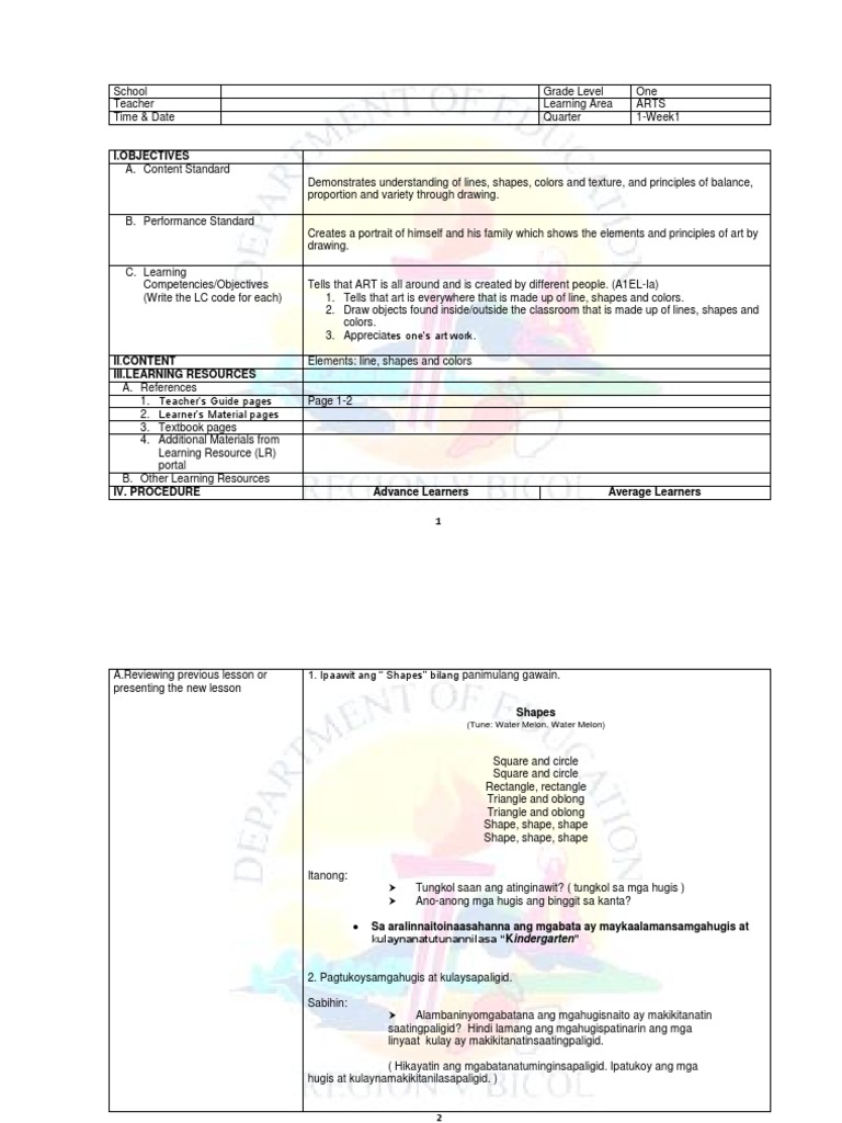 Grade 1 Drawing Activities Guide | PDF | Drawing