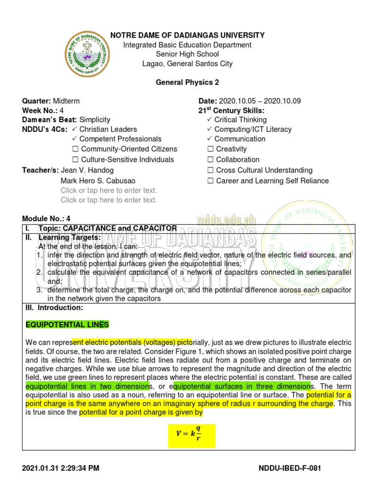 Module 3 Capacitance Pdf Capacitor Capacitance